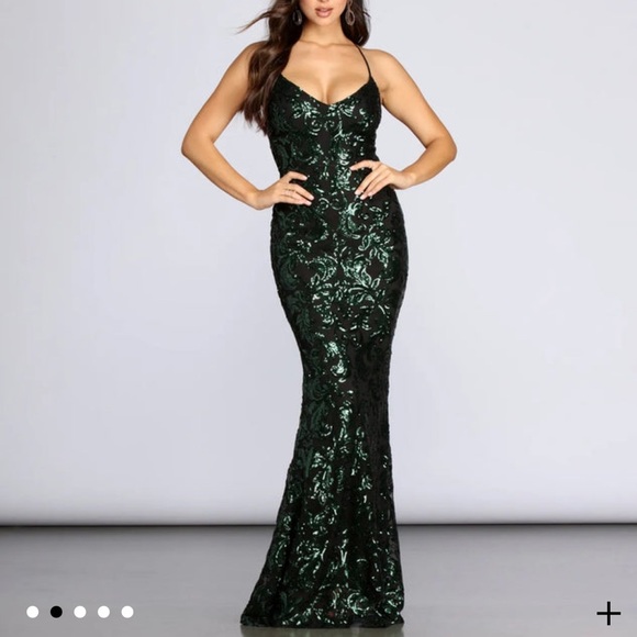 Windsor Sequin Prom Gown in Green - Picture 1 of 8